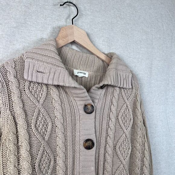 Vintage St Johns Bay Womens Chunky Cable Knit Cardigan Sweater Petite L Button - Picture 2 of 10